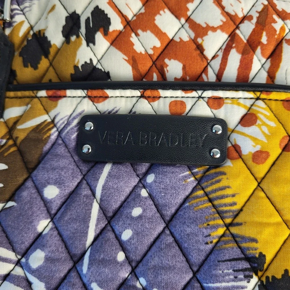 Vera Bradley Painted Feather Black Accents Tote Bag 16x15.5x4.5